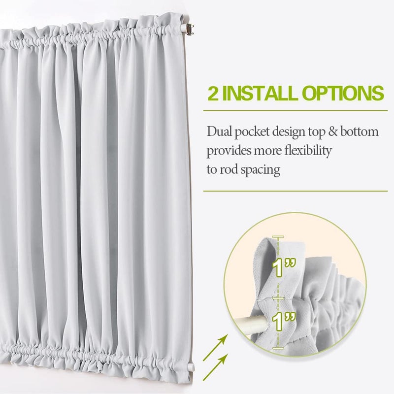 PONY DANCE Door Curtain Panel - Heavy-Duty Solid Rod Pocket Blackout Window Treatment for Sliding Glass French Door with Adjustable Tieback, 25 x 72-inch, Greyish White, 1 Piece - Image 2
